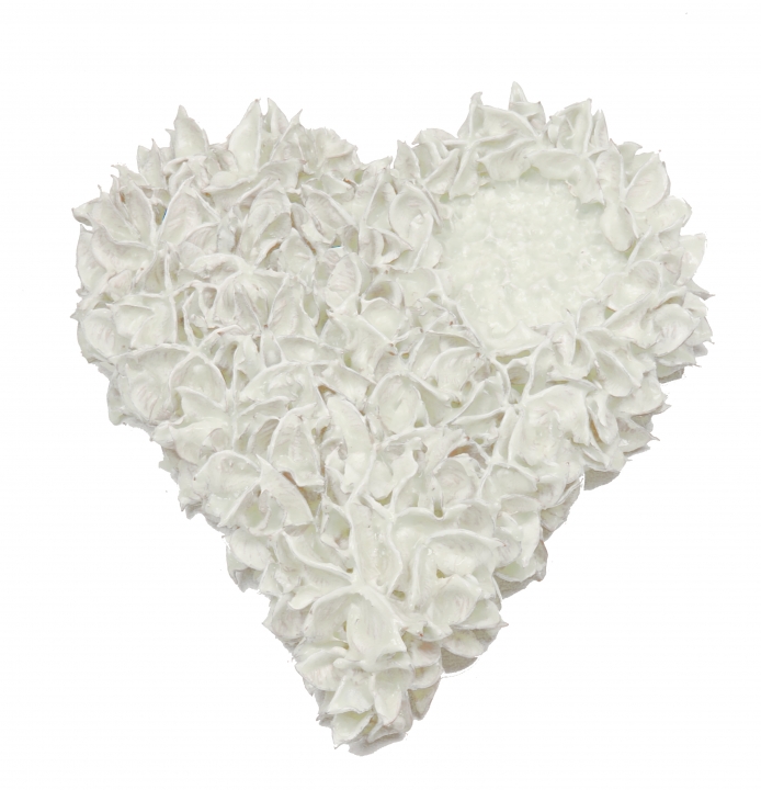 Baumwollfrucht Herz gewachst in Creme Weiß ( Ø 25cm )