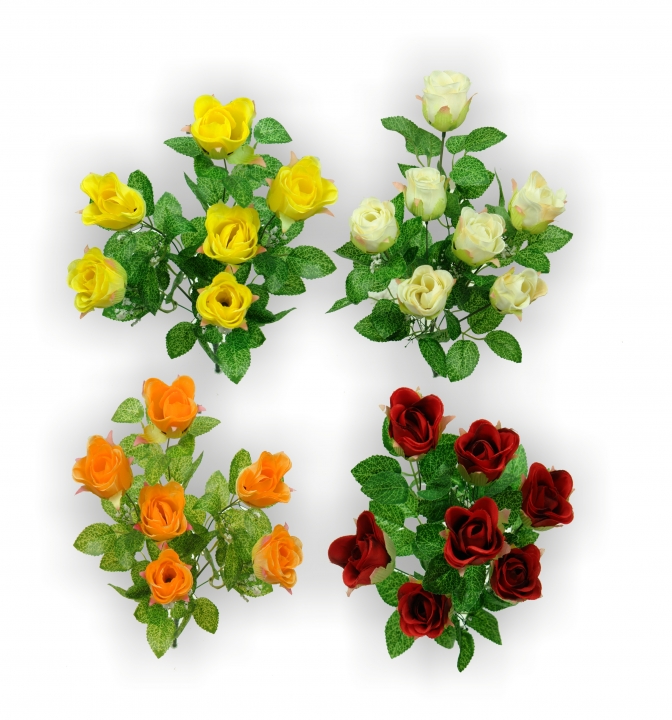Sortiment Rosenstrauß 4fach je 6 Stück im Farbmix ( 24 Stück )