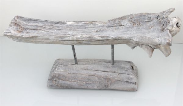 Wurzelholz Schale mit Ständer ca. 60cm lang in Stonewashed  