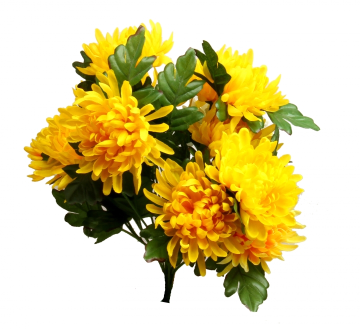 Chrysanthemen Kunststrauß in Gelb (12 Stück)