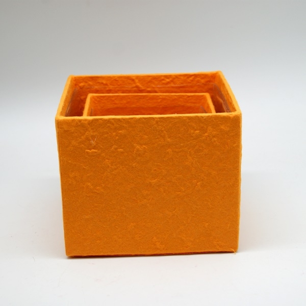 Blumen Boxx 2er Set in Orange mit Folie innen [10x10x12cm / 8x8x10cm]