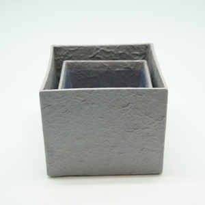 Blumen Boxx 2er Set in Grau mit Folie innen [10x10x12cm / 8x8x10cm]