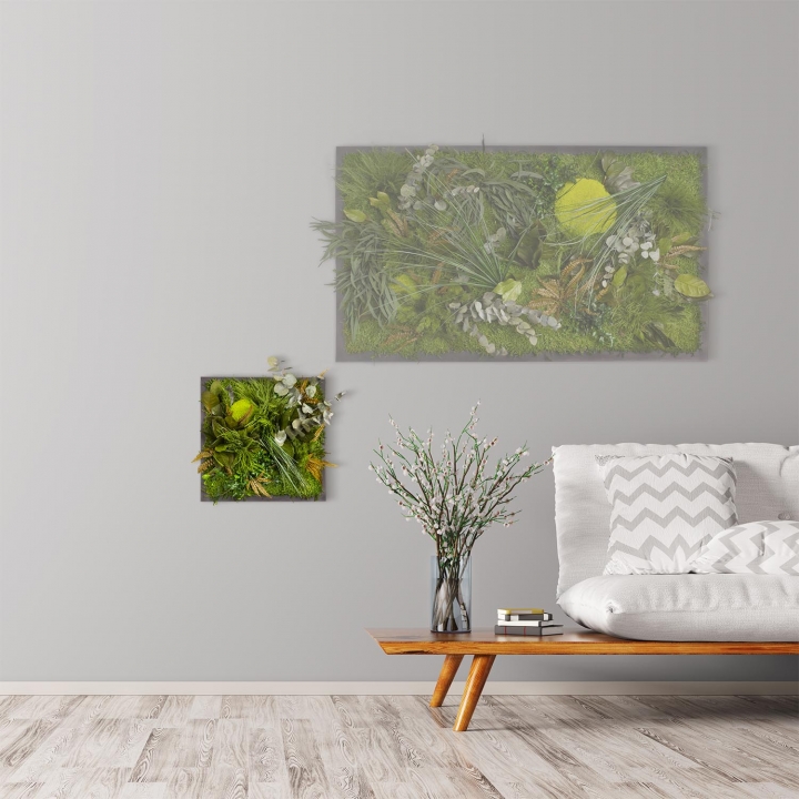 Moosbild ´Dschungel´ 35 x 35 cm auf Holzfaserplatte anthrazit