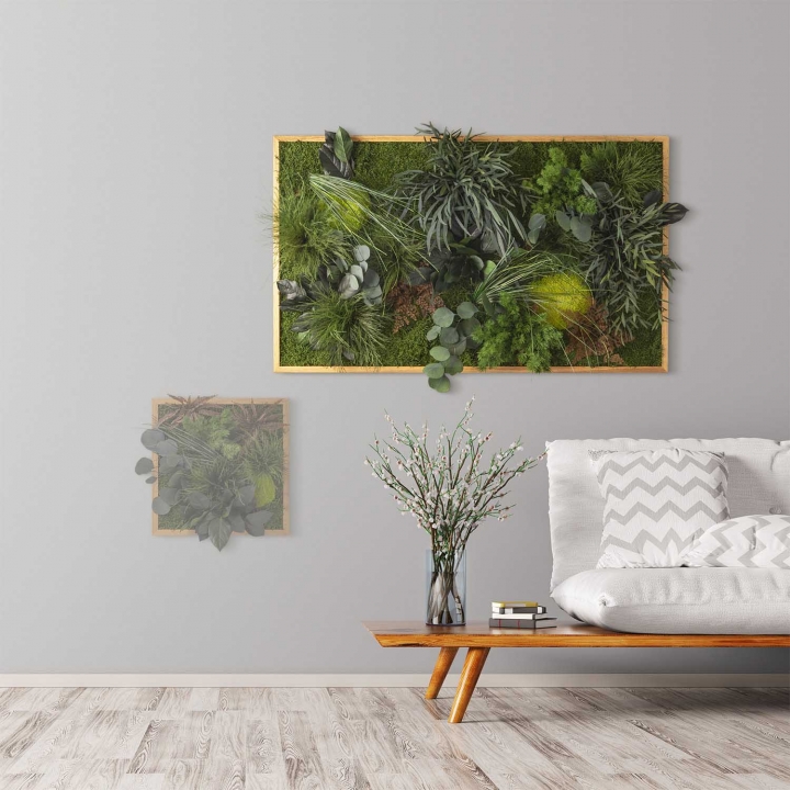 Moosbild ´Dschungel´ 100 x 60 cm mit Rahmen aus geölter Lärche