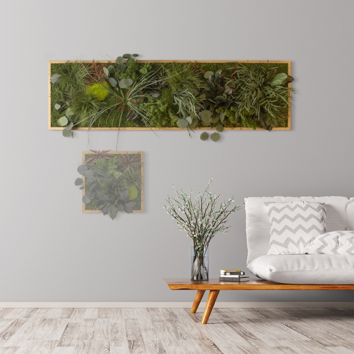 Moosbild ´Dschungel´ 140 x 40 cm mit Rahmen aus geölter Lärche