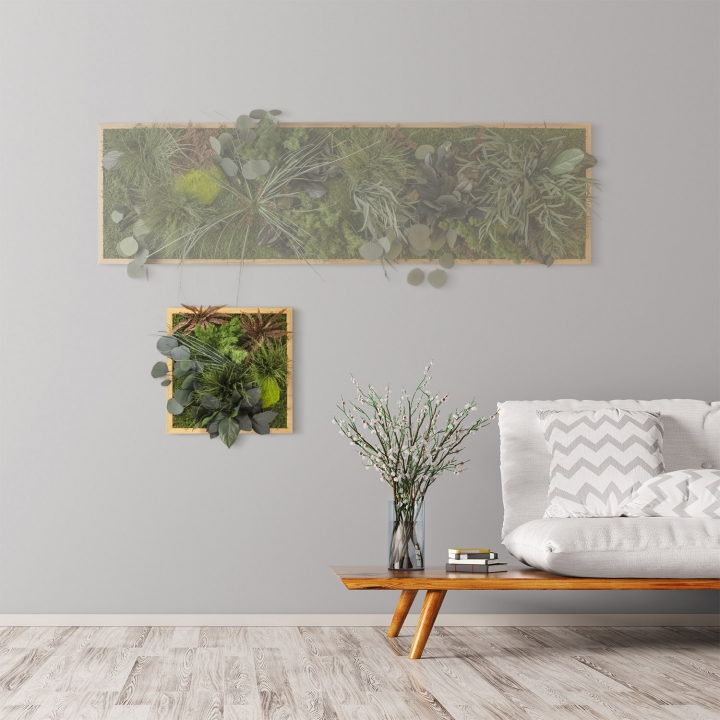 Moosbild ´Dschungel´ 35 x 35 cm mit Rahmen aus geölter Eiche