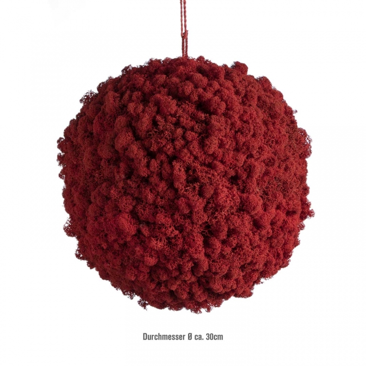 Moos Ball aus Islandmoos in Chili / Rot Ø ca. 38cm