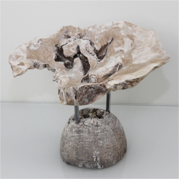 Wurzelholz Schale mit Ständer ca. 25cm stonewashed