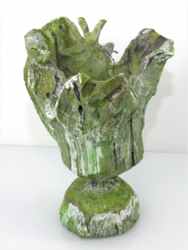 Wurzelholz Vase klein ca. 35cm frosted grün