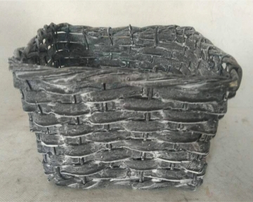 Weiden Pflanzkorb eckig in Blackwashed mit Pflanzfolie ( 30x30cm H17cm ) (6 Stück)