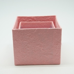 Blumen Boxx 2er Set in Rosa mit Folie innen [10x10x12cm / 8x8x10cm]